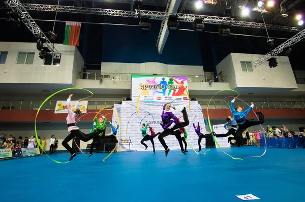 MINSK - MAY 02: Unidentified children compete in the SpringCup international dance competition, on May 02, 2015, in Minsk, Belarus. — Stock Photo, Image