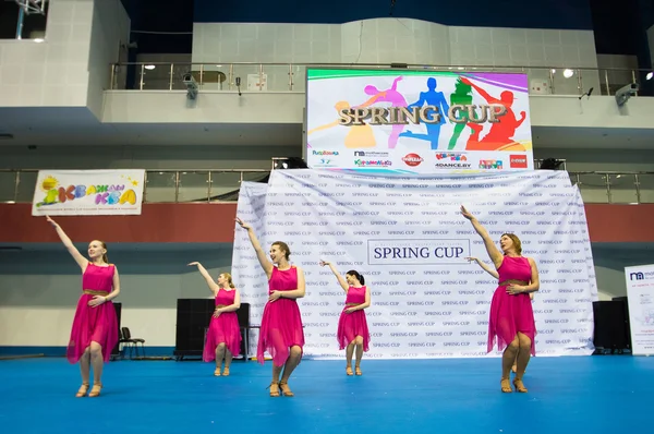 MINSK - MAY 02: Unidentified children compete in the SpringCup international dance competition, on May 02, 2015, in Minsk, Belarus. — Stock Photo, Image