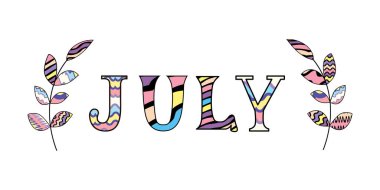 Gökkuşağı renginde tatlı bir el yazısı ve beyaza ayrılmış iki branç. Yaz havasında slogan. Vektör