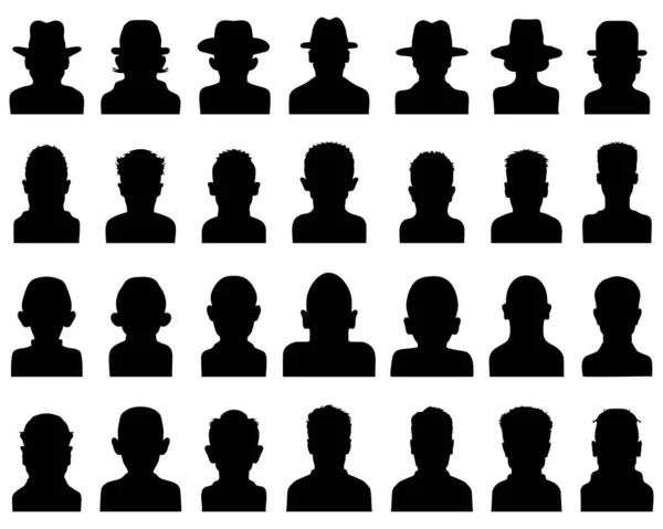 Silhouettes Noires Profils Avatar Sur Fond Blanc — Image vectorielle