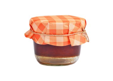 유리 용기에 살구 잼