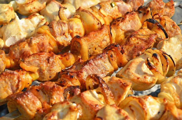 Shish kebab on skewer — Stock Photo, Image