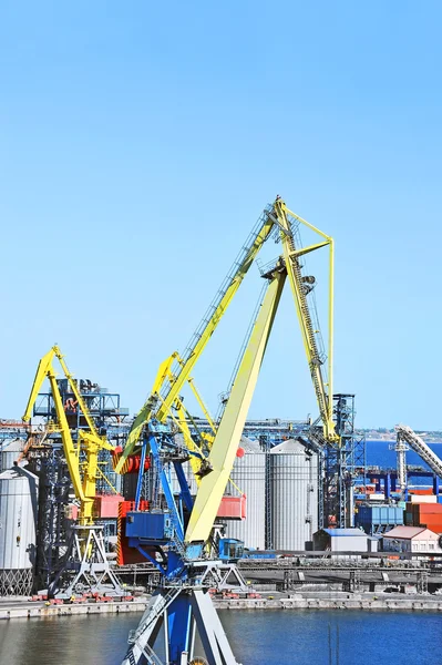 Cargo crane and grain dryer — Stock Photo, Image