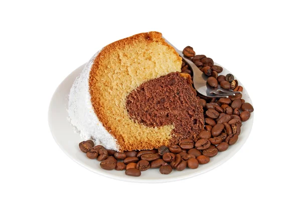Biscuit cake on coffee seed — Stock Photo, Image