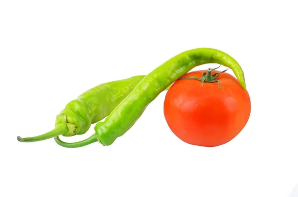 Chilischote und Tomate — Stockfoto