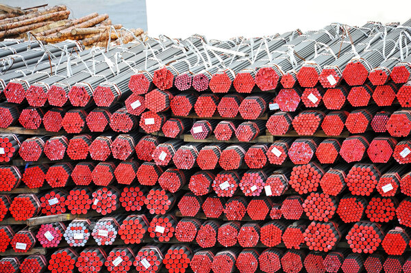 Stacked PVC and steel pipe