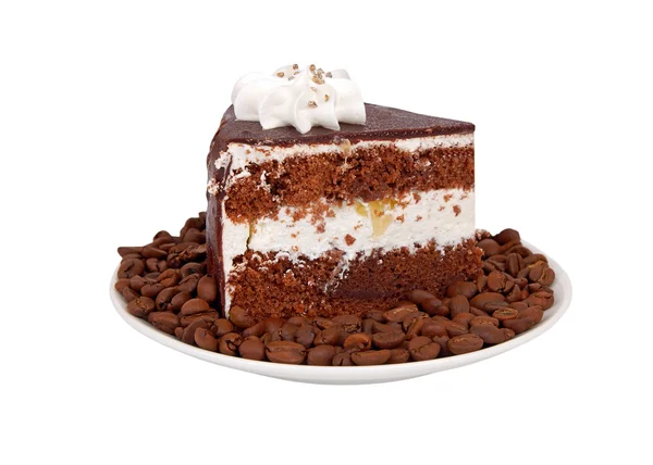 Čokoládový dort na kávy semen — Stock fotografie
