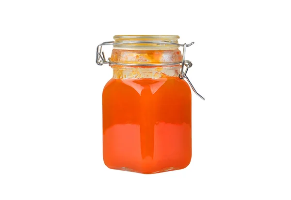 在玻璃罐里的杏酱 — 图库照片