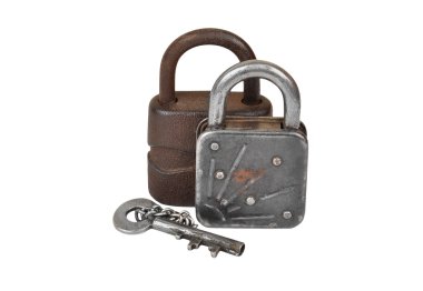 Vintage paslı kilit ve anahtar
