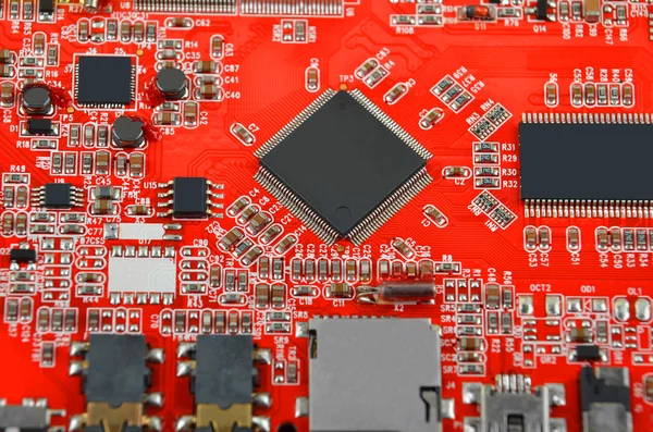 Scheda madre del computer rosso — Foto Stock