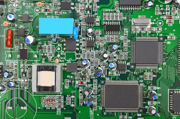 Green computer motherboard — Stock Photo, Image