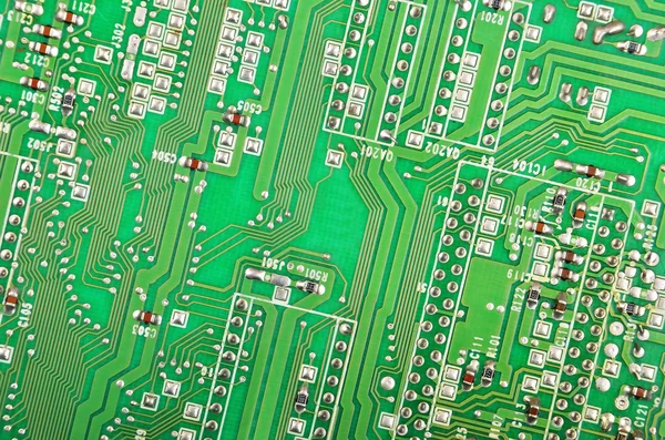 Green computer motherboard — Stock Photo, Image