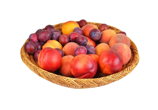 Fruits in wattled basket — Stock Photo, Image