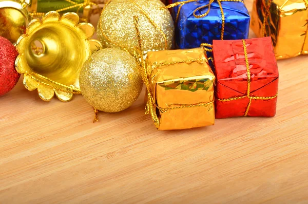 Christmas decor on wooden background Stock Photo