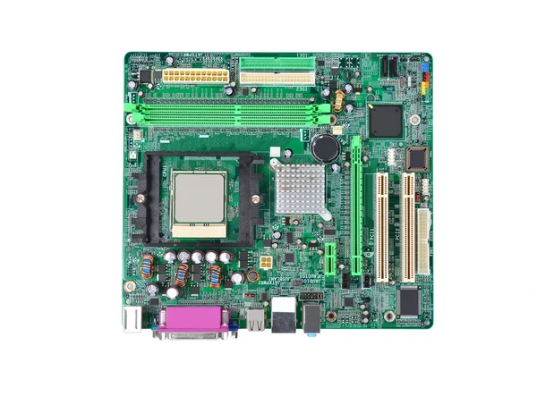 Computermotherboard auf weiß — Stockfoto