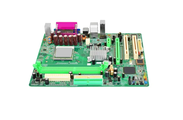 Green computer motherboard — Stock Photo, Image