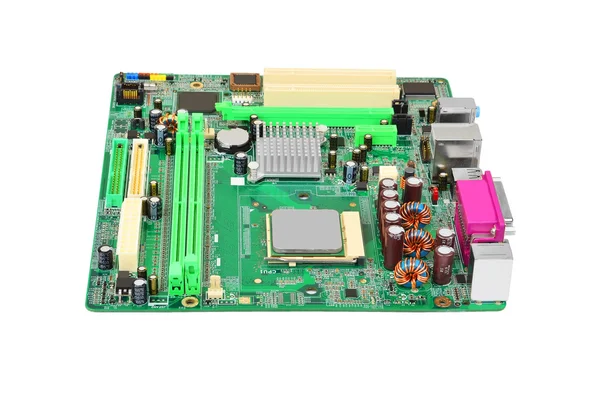 Green computer motherboard — Stock Photo, Image