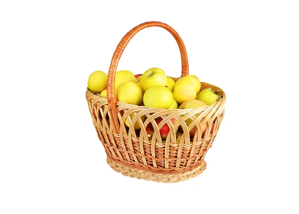 Apple in a wattled basket — Stock Photo, Image