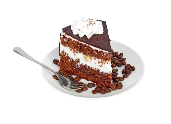 Chocolate cake on coffee seed — Stock Photo, Image