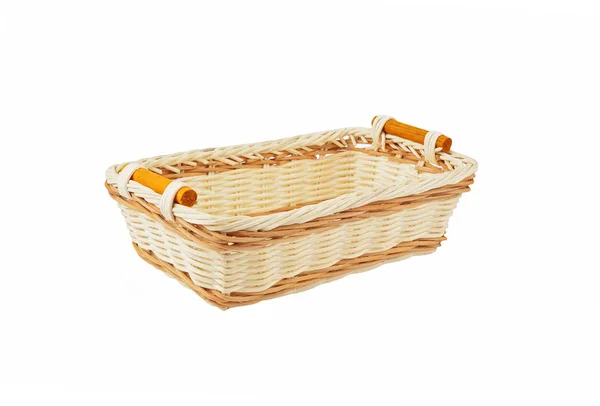 Wattled basket on white — Stock Photo, Image