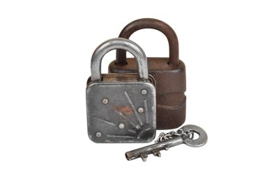 Vintage paslı kilit ve anahtar