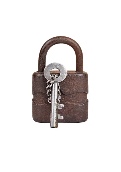 Vintage rostig lås och nyckel — Stockfoto