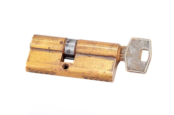 Noyau de cylindre de serrure de porte avec clé — Photo
