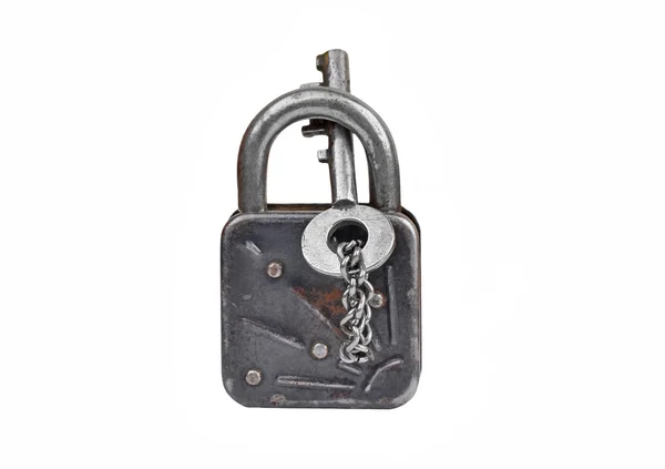 Vintage rostig lås och nyckel — Stockfoto