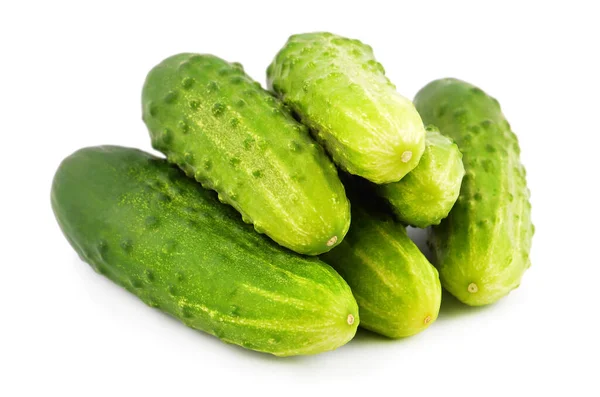 Verse Groene Komkommeraugurk Geïsoleerd Wit Dof — Stockfoto