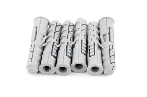 Some New Plastic Dowel Close White — Stock Photo, Image