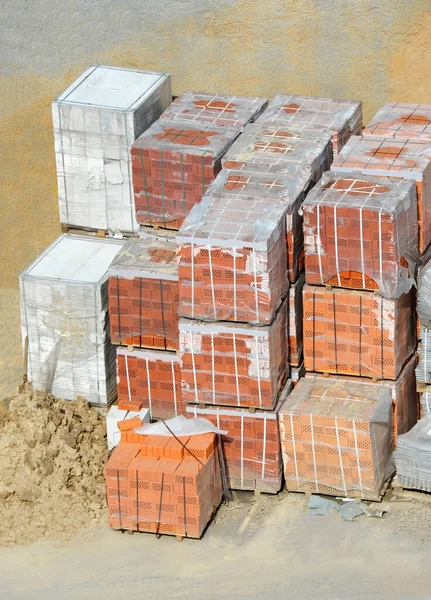 Stack Brick Cobblestone Construction Site — Stock Photo, Image