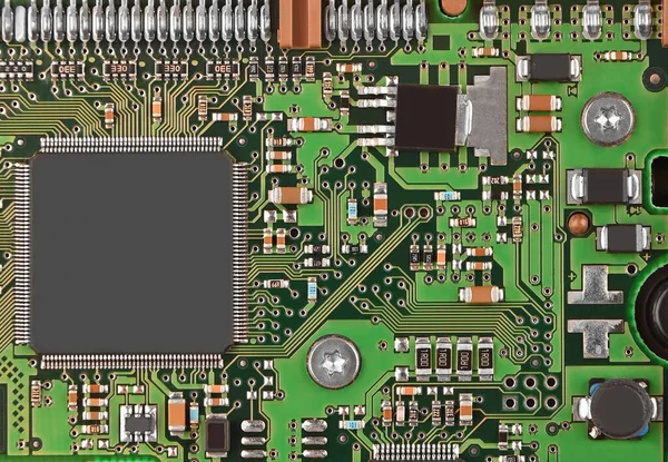 Primer Plano Placa Circuito Verde Impresa —  Fotos de Stock