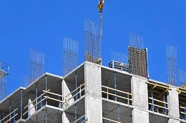 Șantierul Construcții Înaltă Înălțime Lucrează Schele — Fotografie, imagine de stoc