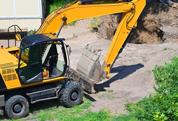 Work Excavating Machine Building Construction Site — Stock Photo, Image