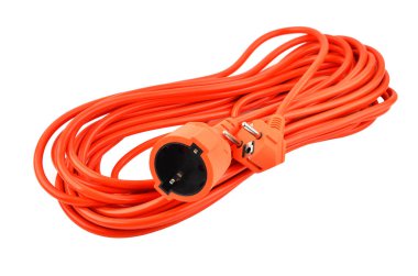 Fişi olan, beyaz arkaplanda izole edilmiş güç kablosu