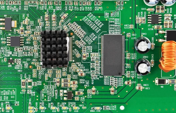 Close Printed Green Circuit Board — Stock Photo, Image