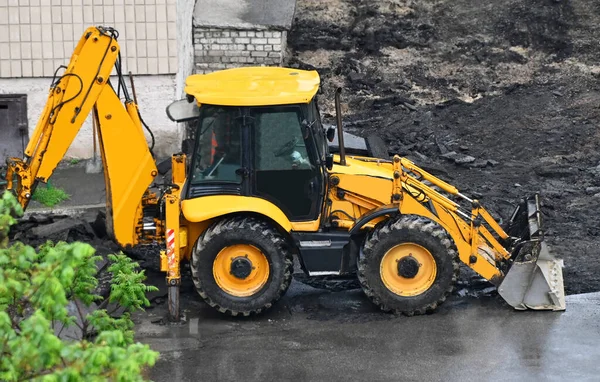 Contemporary Yellow Bulldozer Road Construction Site — Stock Photo, Image