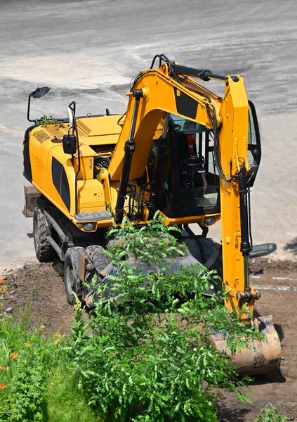 Work Excavating Machine Building Construction Site — Stock Photo, Image