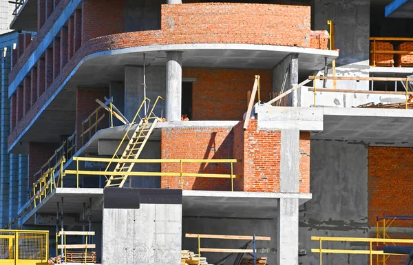 Building Construction Site Work Concrete Brick — Stock Photo, Image