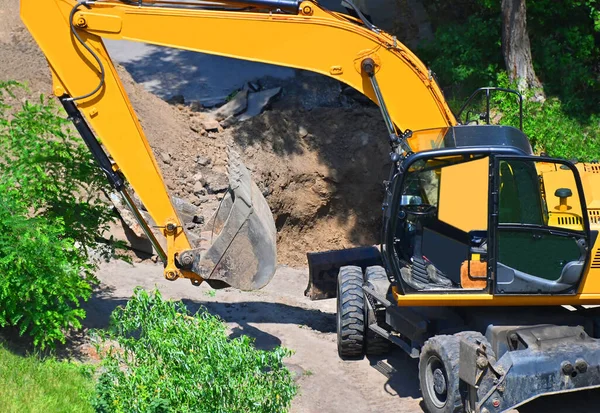 Work Excavating Machine Building Construction Site — Stock Photo, Image