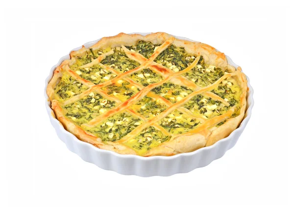 Pie with cheese and herbs — Stock Photo, Image