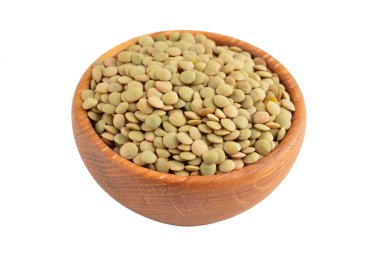 Ahşap kase yeşil mercimek