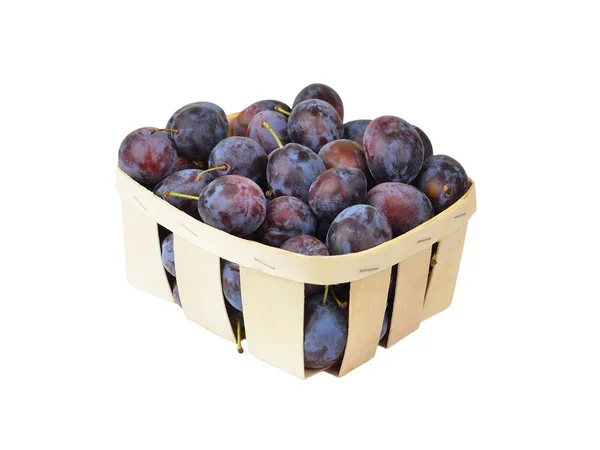 Plum in a wattled basket — Stock Photo, Image