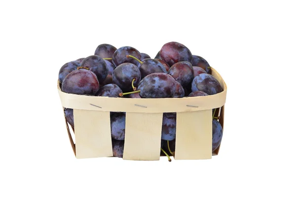 Plum in a wattled basket — Stock Photo, Image