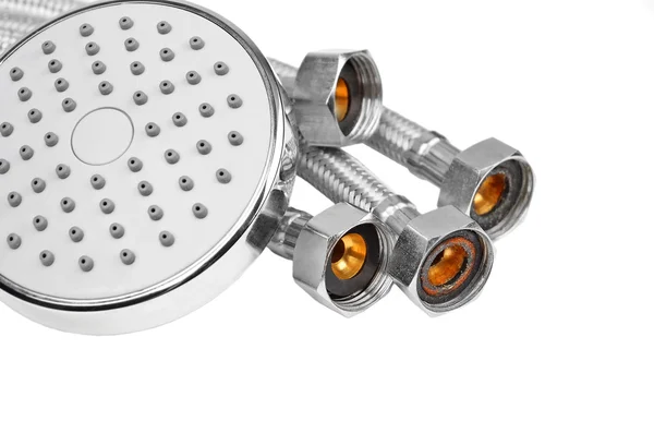 Plumbing hosepipe and showerhead — Stock Photo, Image