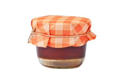 유리 용기에 살구 잼