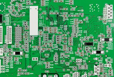 Mürekkep püskürtme yazıcısının yeşil ana tahtası, arkaplan olarak kapat