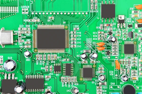 Green computer motherboard — Stock Photo, Image