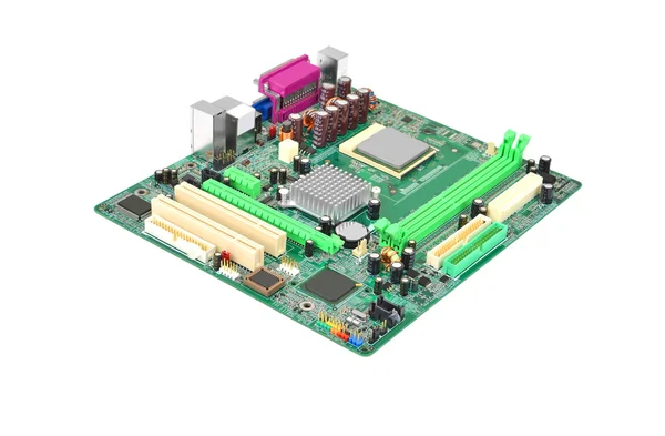 Green computer motherboard — Stock Photo, Image