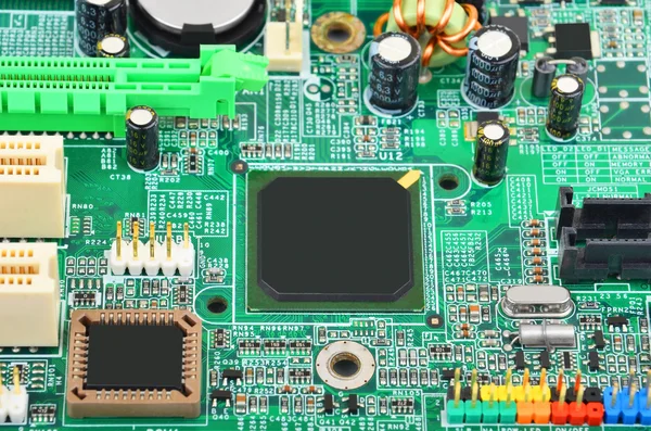 Green computer motherboard — Stock Photo, Image